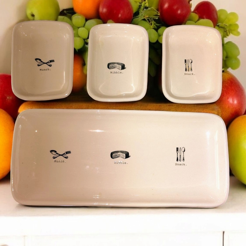 Rae Dunn Typewriter Font Ceramic Serving Set